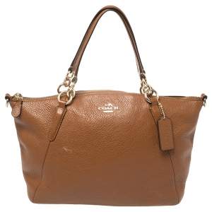 Coach Brown Grained Leather Kelsey Satchel