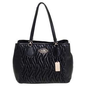 Coach Black Gathered Leather Kitt Carryall Tote