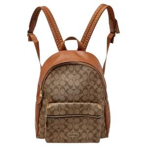 Pre Owned Coach Brown Signature Canvas Charlie Backpack
