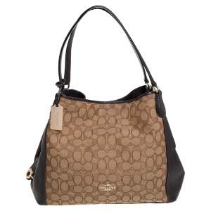 Coach Beige/Brown Signature Canvas and Leather Edie 31 Shoulder Bag
