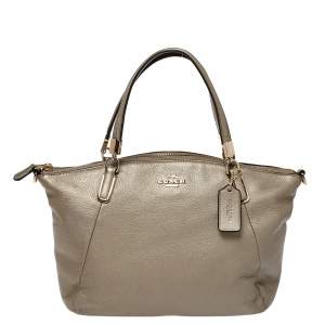 Coach Metallic Beige Leather Small Kelsey Satchel