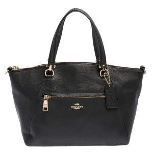Pre Owned Coach Black Leather Zipper Tote