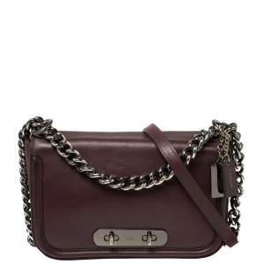Pre Owned Coach Burgundy Leather Swagger Shoulder Bag