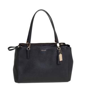 Pre Owned Coach Black Leather Large Christie Carryall Satchel  