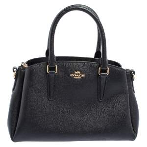Pre Owned Coach Black Grained Leather Sage Carryall Satchel 