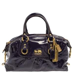 Pre Owned Coach Purple Patent Leather Madison Sabrina Satchel 