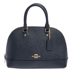 Pre Owned Coach Navy Blue Leather Mini Sierra Satchel