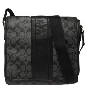 Coach Black/Grey Coated Canvas and Leather Messenger Bag