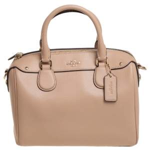 Pre Owned Coach Beige Leather Mini Bennett Satchel