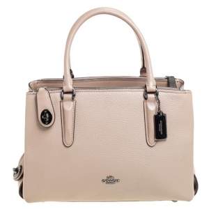 Coach Beige Leather Brooklyn Carryall Satchel