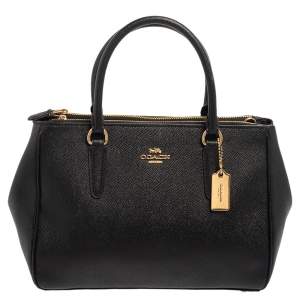 Pre Owned Coach Black Leather Medium Christie Carryall Satchel  