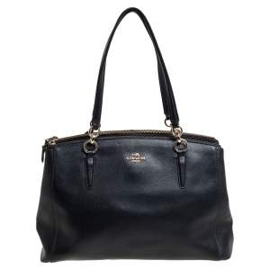 Pre Owned Coach Black Leather Christie Carryall Satchel  