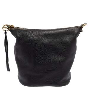 Pre Owned Coach Black Leather Tassel Hobo