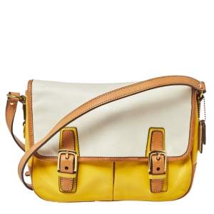 Coach Yellow/White Leather Park Crossbody Bag