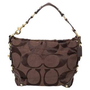 Pre Owned Coach Brown Signature Canvas And Leather Hobo