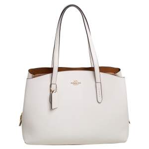 Pre Owned Coach Vanilla Leather Charlie Carryall Satchel 