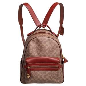Pre Owned Coach Beige/Brown Signature Coated Canvas and Leather Campus Backpack