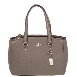 Pre Owned Coach Grey Signature Leather Margot Satchel