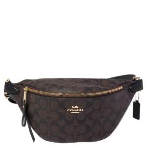 Coach Brown Signature Coated Canvas Belt Bag