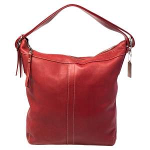 Pre Owned Coach Red Leather Legacy Hobo