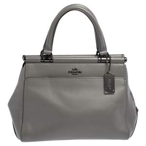 Pre Owned Coach Grey Leather Grace Satchel