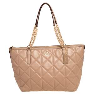 Coach Beige Quilted Leather Ava Tote