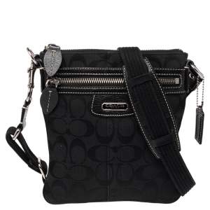 Coach Black Signature Canvas and Leather Penelope Swingpack Messenger Bag