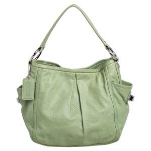 Coach Green Perforated Leather Hobo