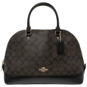 Coach Black/Brown Coated Canvas and Leather Sierra Satchel
