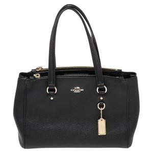 Pre Owned Coach Black Leather Mini Christie Carryall Satchel