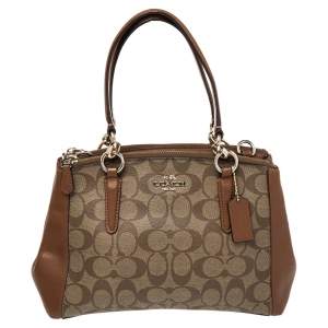 Pre Owned Coach Brown Coated Canvas and Leather Mini Christie Carryall Bag
