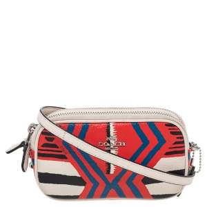 Pre Owned Coach Multicolor Leather Double Zip Camera Crossbody Bag