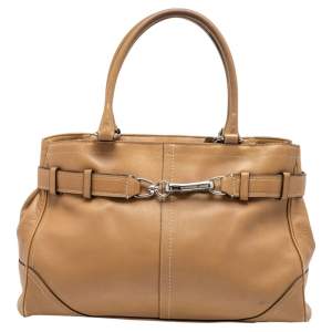 Coach Beige Leather Hampton Tote