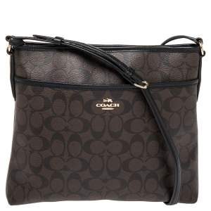 Coach Brown/Black Signature Coated Canvas and Leather Messenger Bag