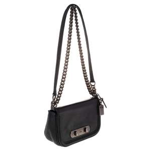 Coach Black Leather Swagger Crossbody Bag