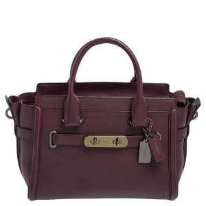 Coach Burgundy Leather Swagger 27 Carryall Satchel