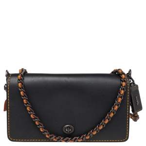 Pre Owned Coach Black Leather Dinky Crossbody Bag
