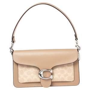 Pre Owned Coach Beige Signature Coated Canvas and Leather Tabby 26 Shoulder Bag