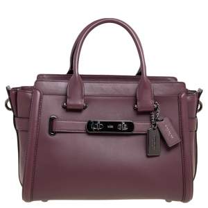 Pre Owned Coach Burgundy Leather Swagger 27 Carryall Satchel