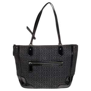 Coach Black Signature Canvas And Patent Leather Poppy Tote