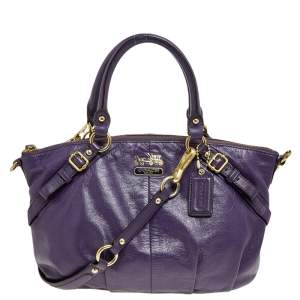 Pre Owned Coach Purple Leather Madison Satchel