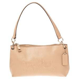 Coach Beige Leather Zip Crossbody Bag