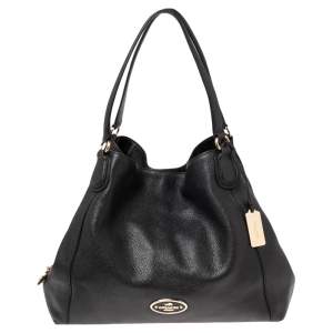 Pre Owned Coach Black Grained Leather Edie Shoulder Bag