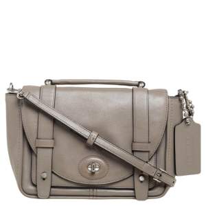 Coach Grey Leather Mini Bleecker Brooklyn Top Handle Bag
