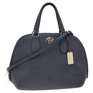 Pre Owned Coach Navy Blue Leather Prince Street Satchel