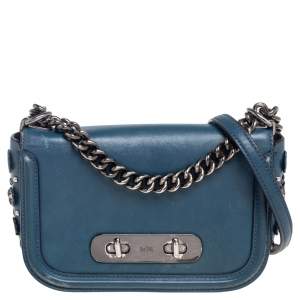 Coach Blue Leather Swagger Shoulder Bag