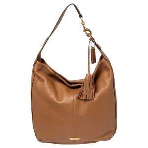 Coach Tan Pebbled Leather Avery Tassel Hobo