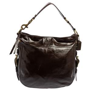 Coach Brown Patent Leather Zoe Hobo