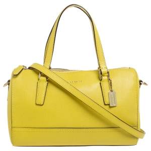 Coach Yellow Saffiano Leather Mini Zip Satchel