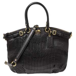 Coach Black Gathered Leather Lindsey Satchel